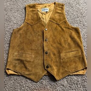 Vintage 60s 70s Schott NYC Western Leather Vest Brown Size 40